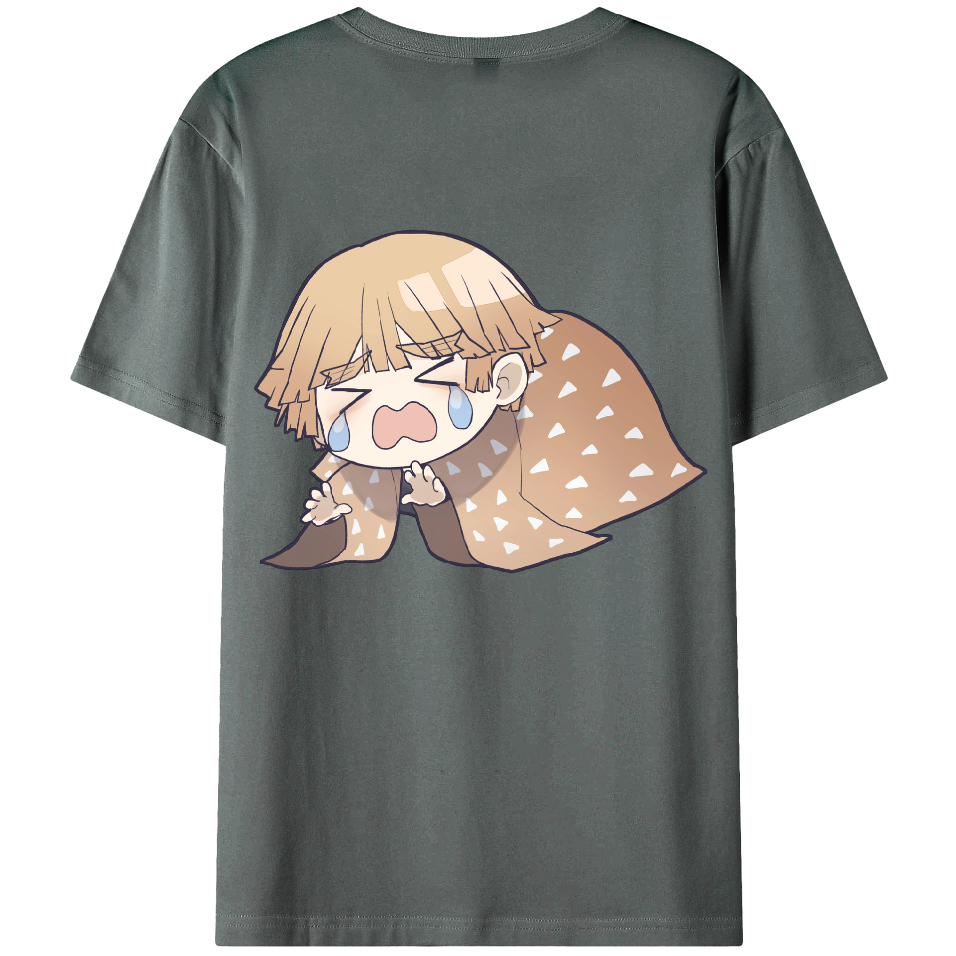 （画像用） 鬼滅の刃（きめつのやいば）我妻 善逸／あがつま ぜんいつ Agatsuma Zenitsu 綿100％ メンズ半袖Tシャツ（バックプリント） 通気性